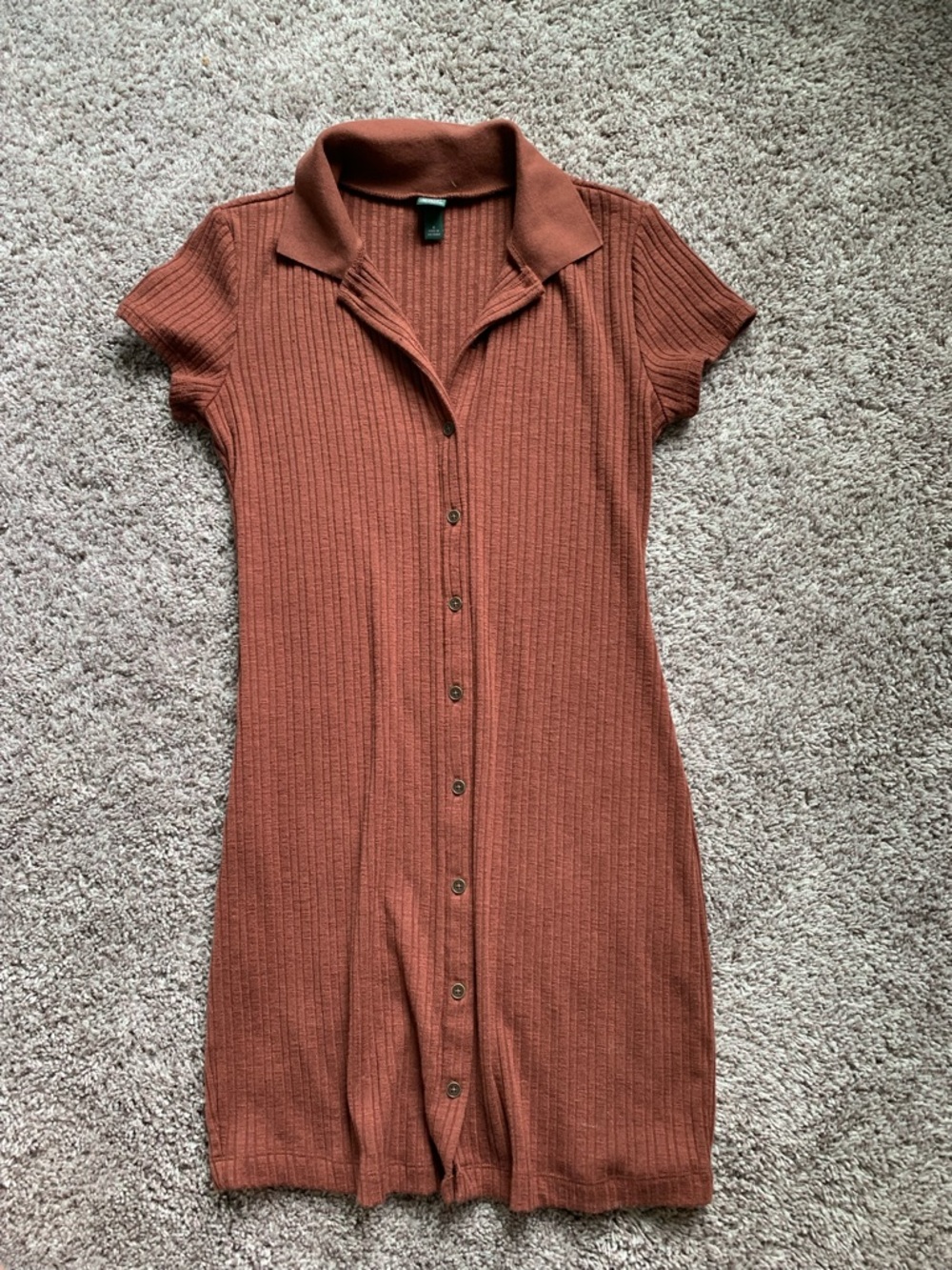 wild fable Rust Collared Ribbed Polo Dress